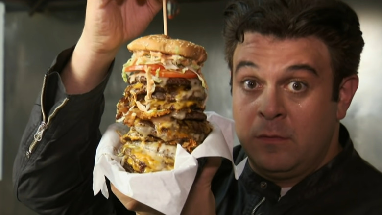 Adam Richman with the OM*G Burger Challenge