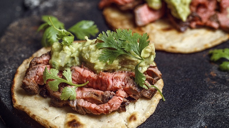 flank steak tacos with parsley