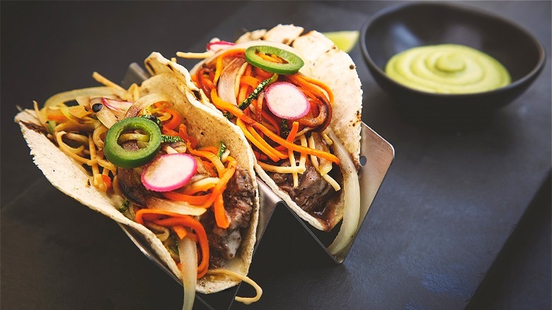 Sirloin Tacos with vegetable topping