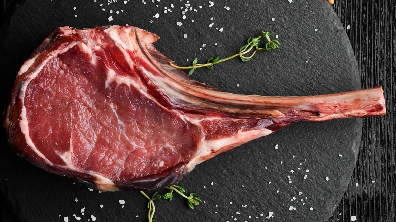 raw tomahawk steak