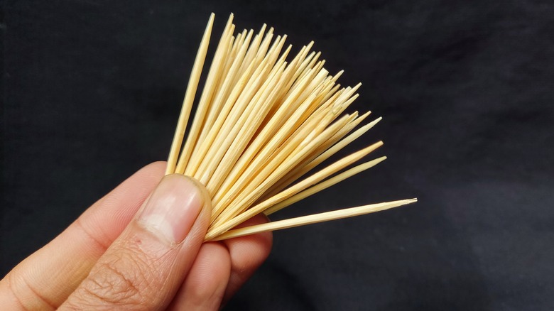 Person holding toothpicks