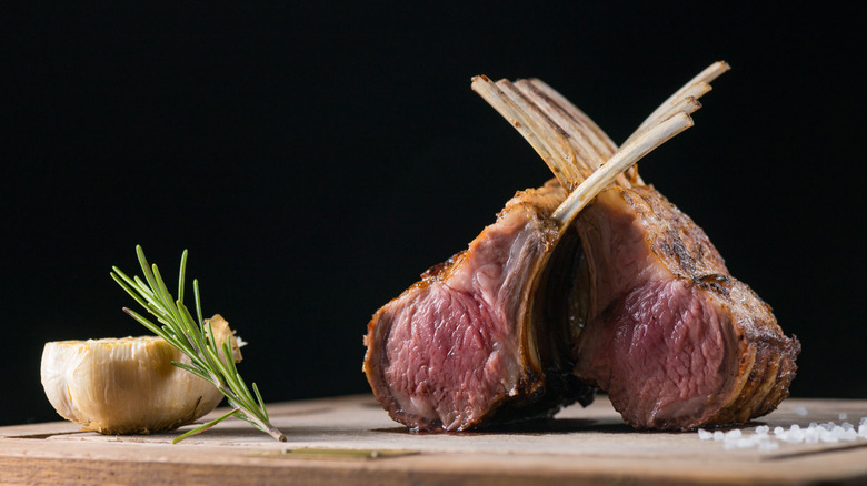 Grilled lamb on a cutting board