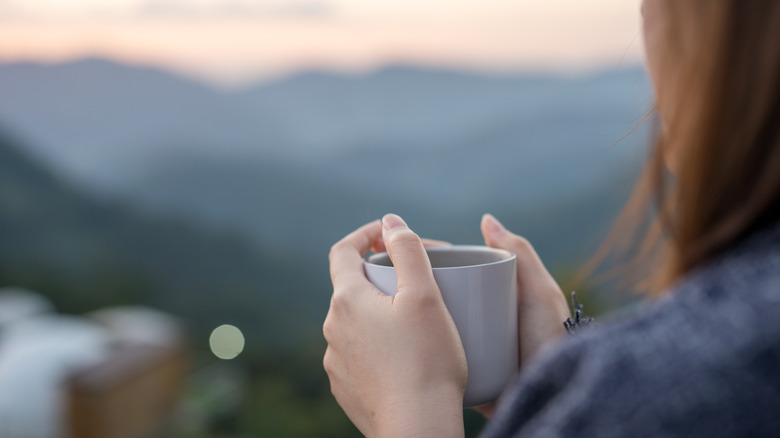 Woman drinking coffee