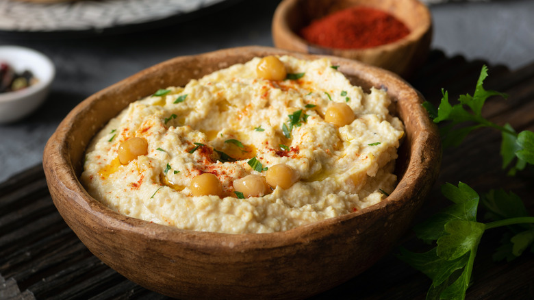 Bowl of homemade hummus