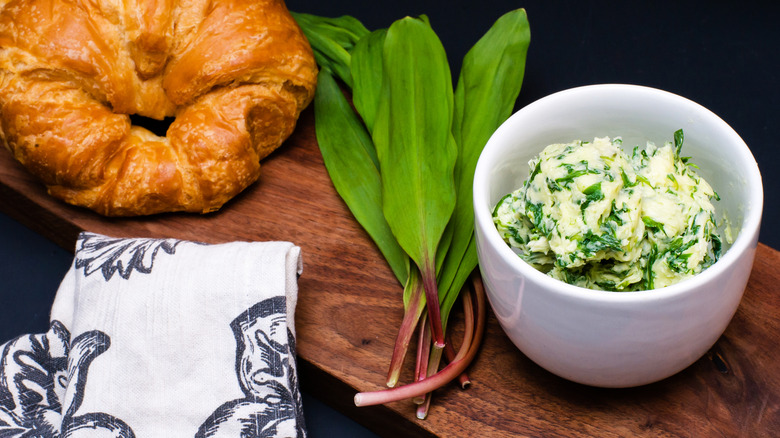 Ramps with croissant and compound butter