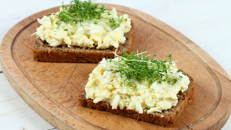 Creamy egg salad on toast