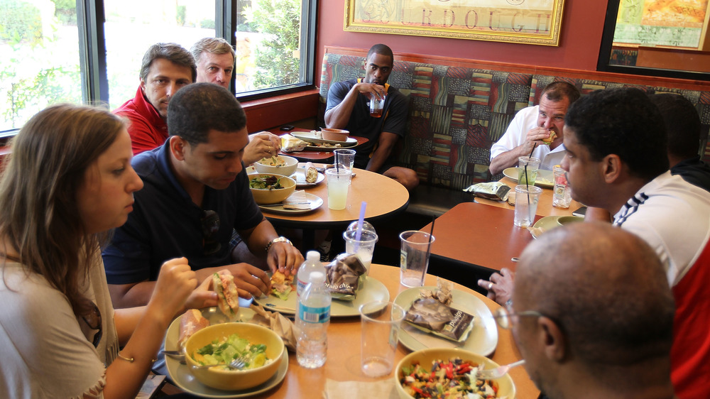 Group of people eating at Panera