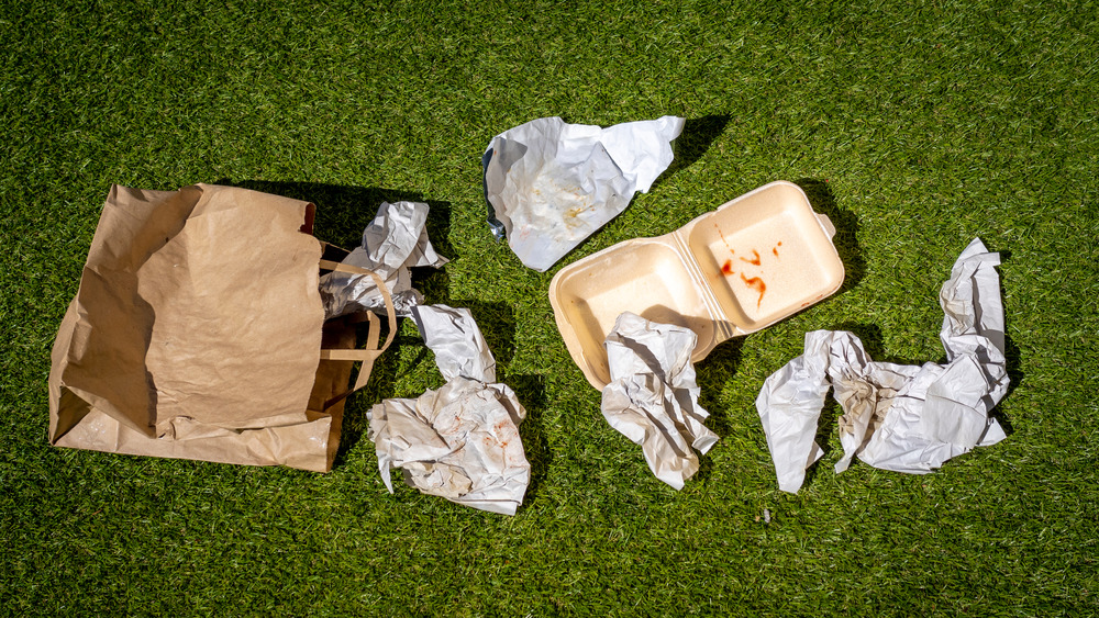 Discarded fast food wrappers