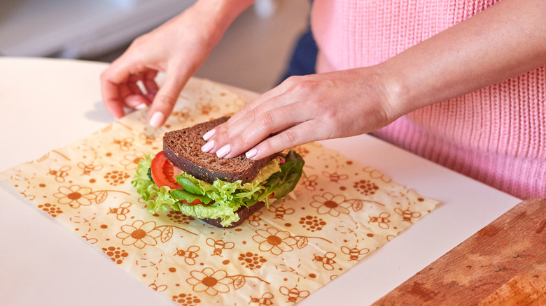 Sandwich on a beeswax wrap