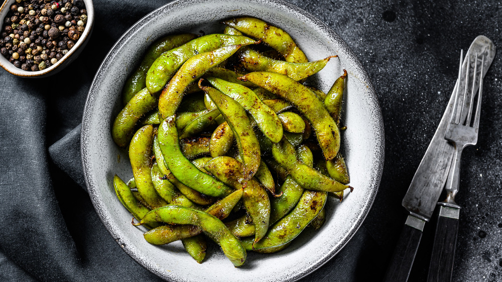 Spiced edamame at Asian restaurant