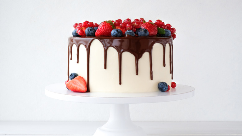 Cake with chocolate and mixed berries 