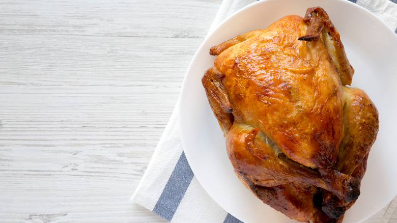 plated rotisserie chicken