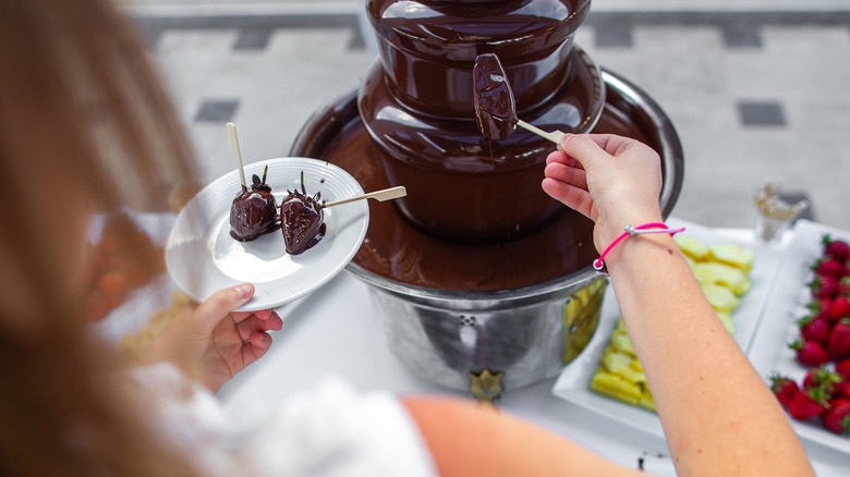 chocolate fountain with fruit