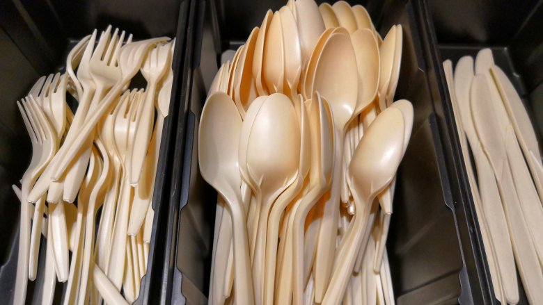 plastic utensils on food truck