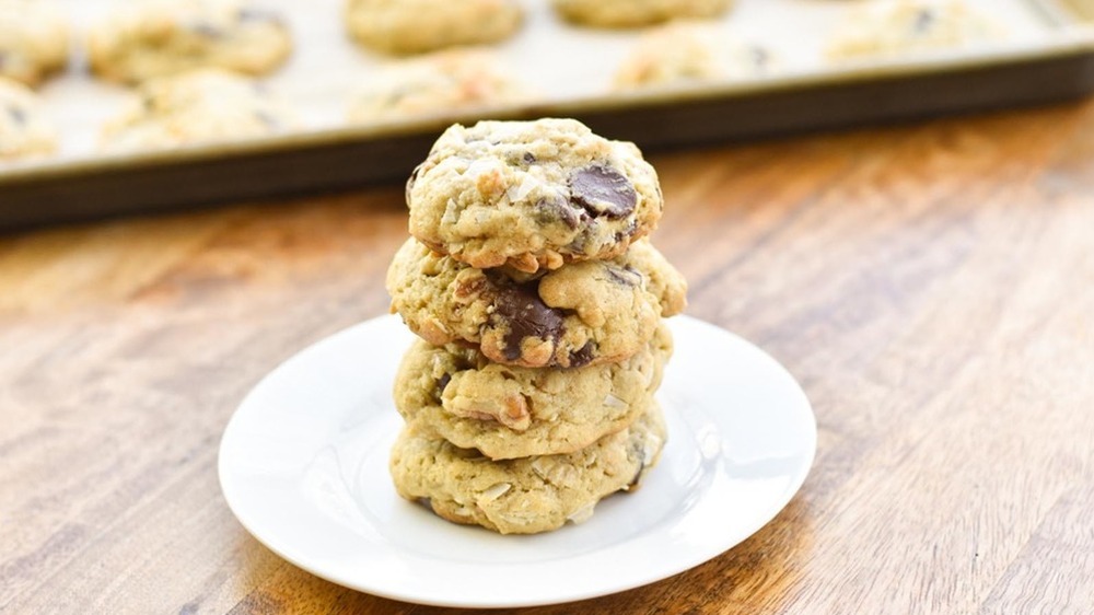 Stack of cookies on a plate 