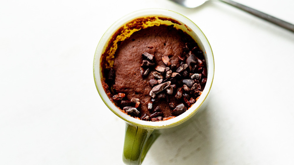 chocolate cake baked in a coffee mug