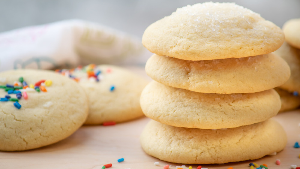 A stack of sugar cookies