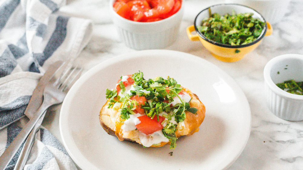 Twice-baked potato on a plate