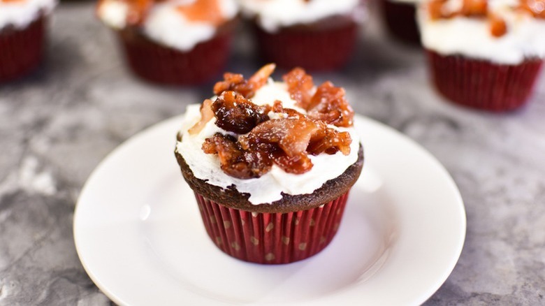 cupcake with bacon on top