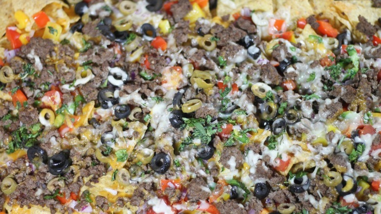 nachos with beef and olives