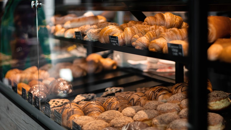 Bakery display with price tags