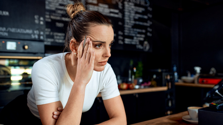 unhappy restaurant employee