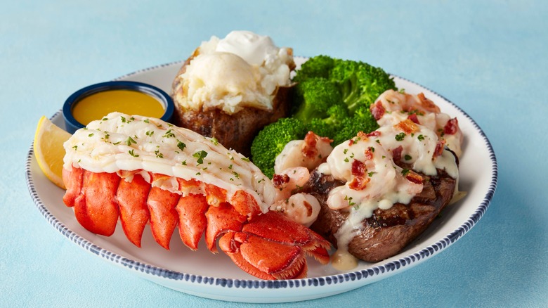  Shrimp Topped Sirloin and lobster 