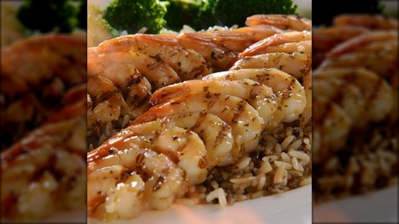 Garlic-Grilled Shrimp on rice