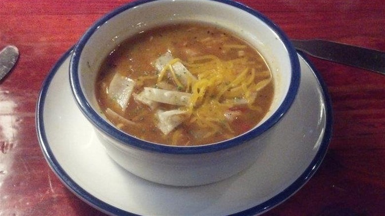 Bowl of spicy tortilla soup