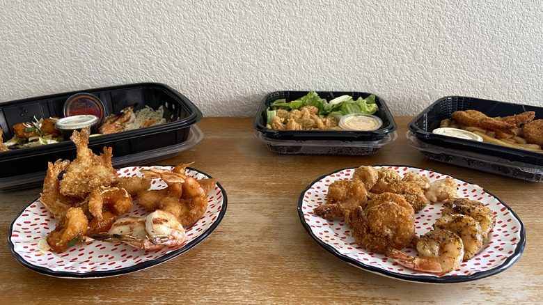 Plates and containers of shrimp