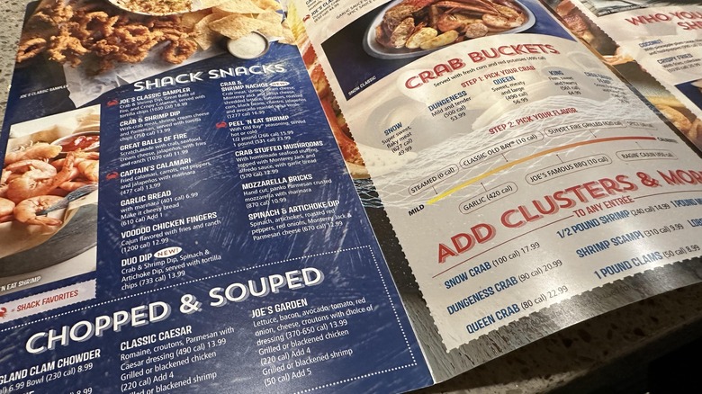 A Red Lobster menu