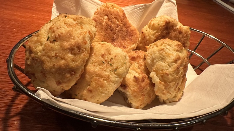 A basket of Red Lobster Cheddar Bay Biscuits