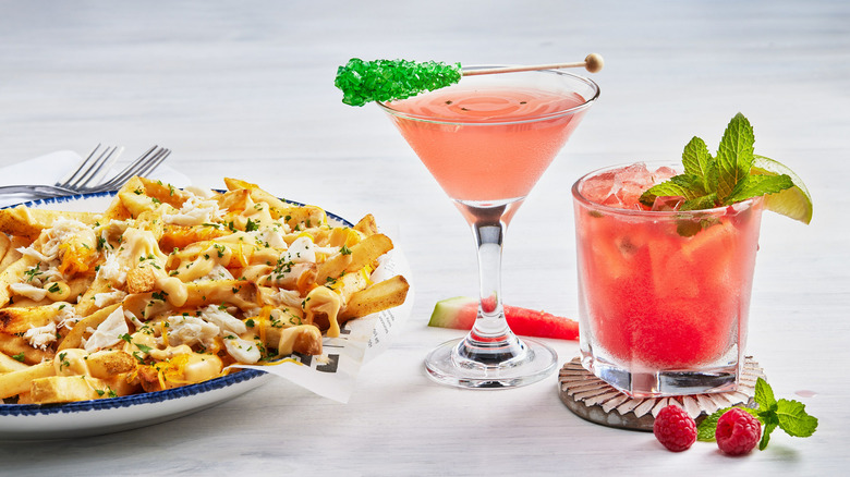 Red Lobster cheese crab fries, watermelon martini, ruby mule