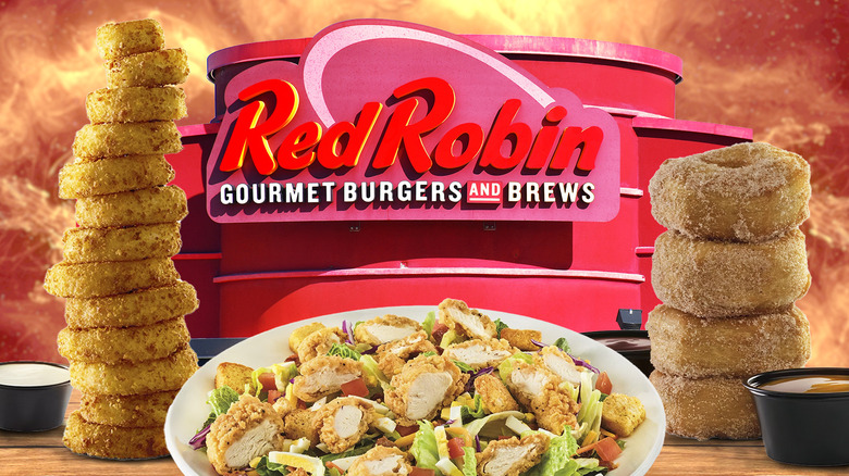 red robin sign onion rings salad 