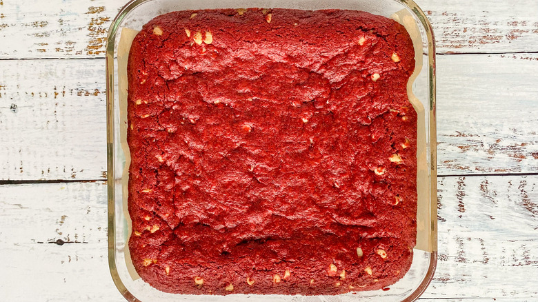 red velvet brownies in pan