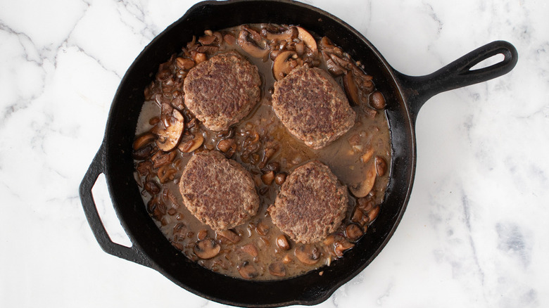 hamburger patties in mushroom gravy