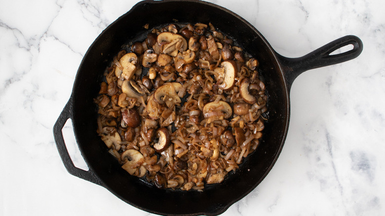 mushroom sauce in pan