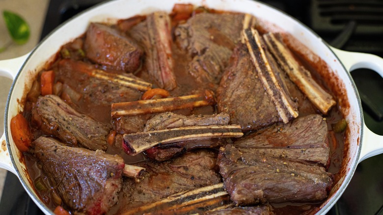 Red Wine Braised Short Ribs with wine