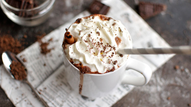 mug of hot chocolate with whipped cream