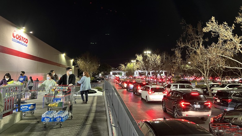 Long line waiting for Costco gas