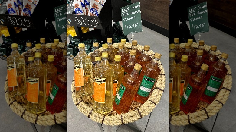 Bottles of Chestnut Praline and Sugar Cookie syrups from Starbucks