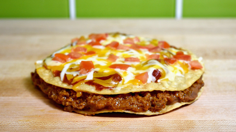 Taco Bell Mexican pizza on counter