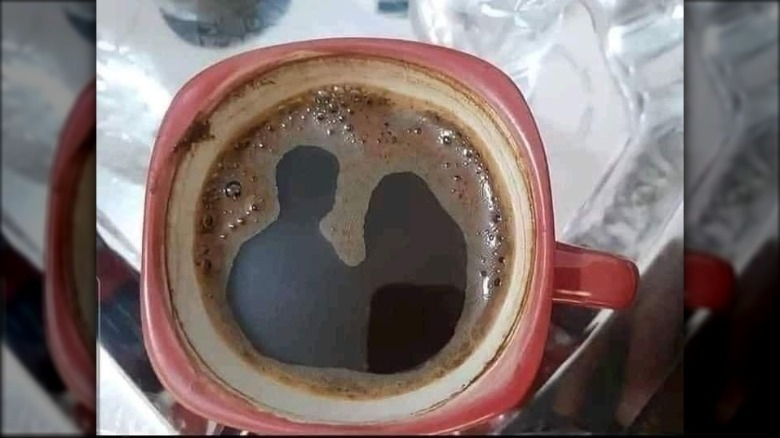 Black coffee with odd shapes