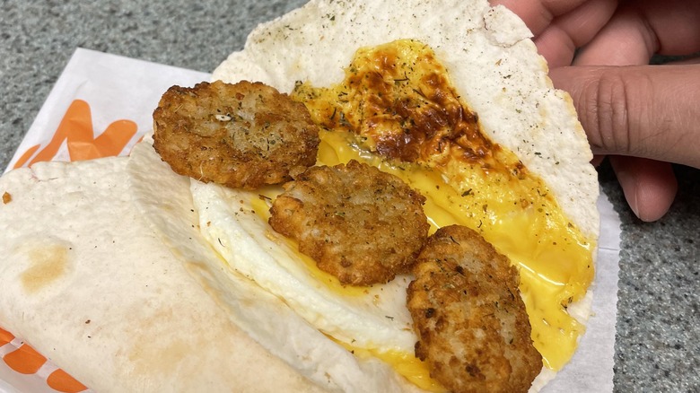 Dunkin Donuts Wake-Up Wrap with hashbrowns