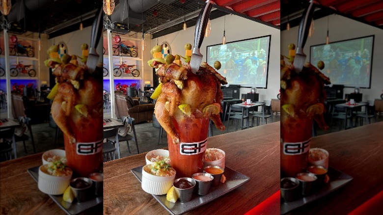 Stabbed chicken on bloody mary