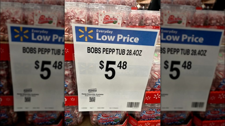 Walmart sign for peppermints
