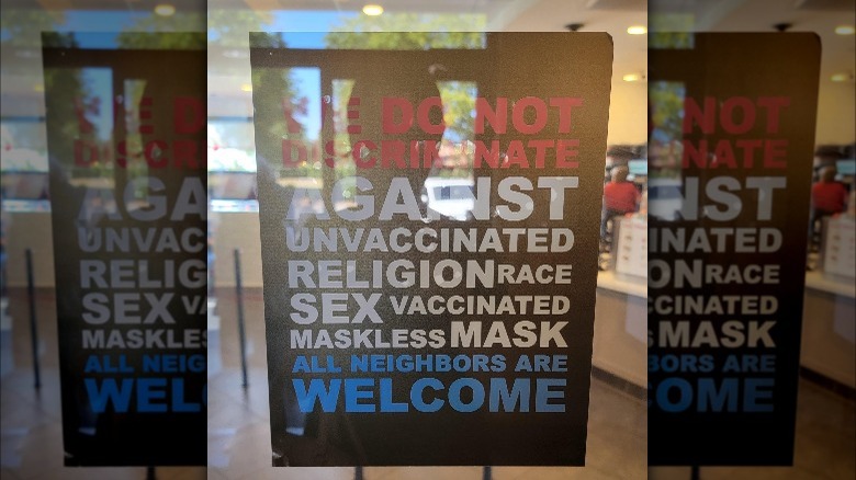 A welcome sign outside a Chick-fil-A outlet