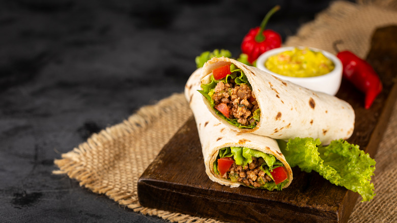 burritos on wooden board