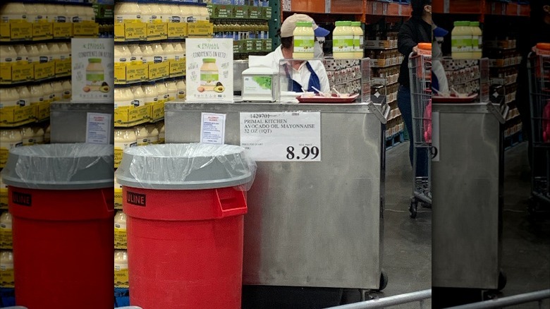 Costco sample station giving out mayonnaise