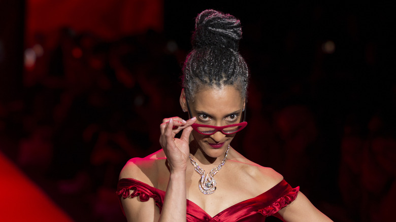 Carla Hall with red glasses